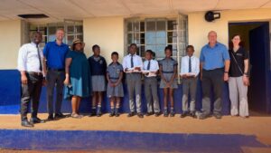 Activ8 Foundation volunteers and learners at Inhlangano Primary during the annual school shoe drive.